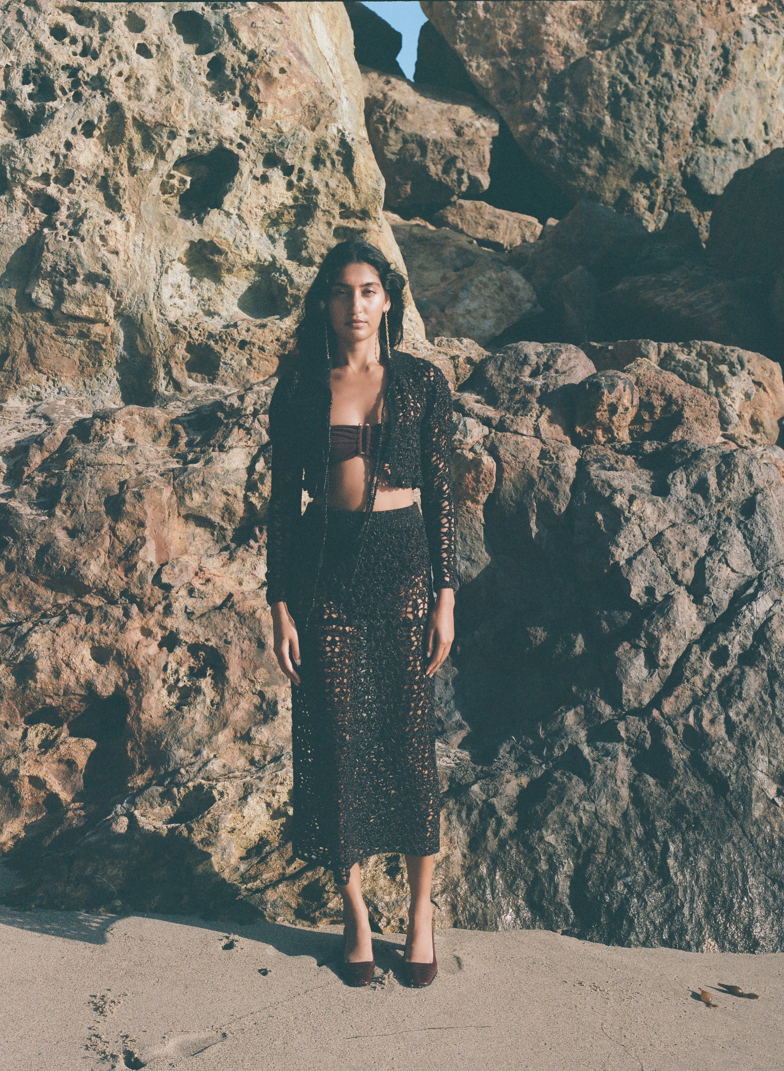 Soha Lace Crochet Midi Skirt