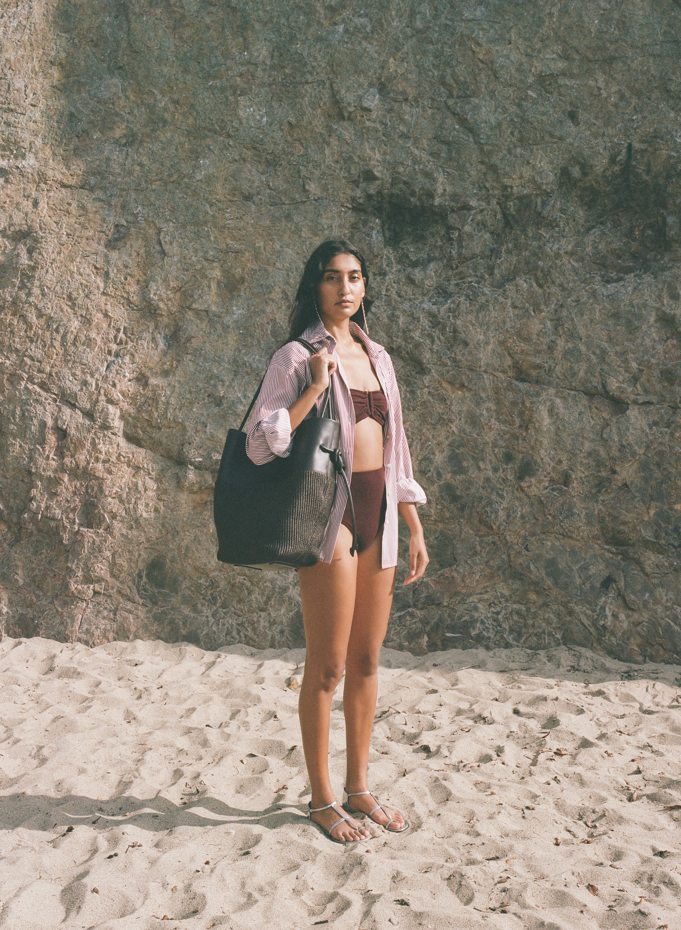 Calla Tote - Espresso Leather / Raffia