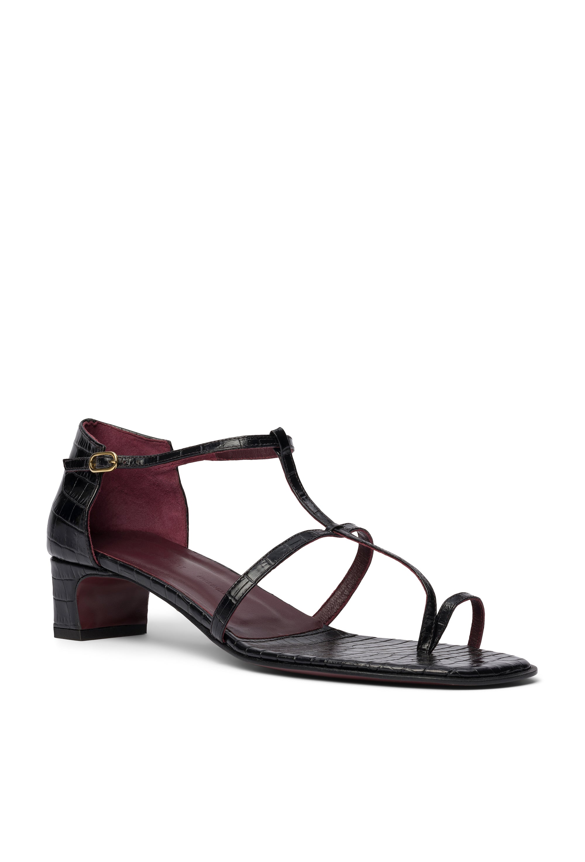 Devi Sandal Black Croc