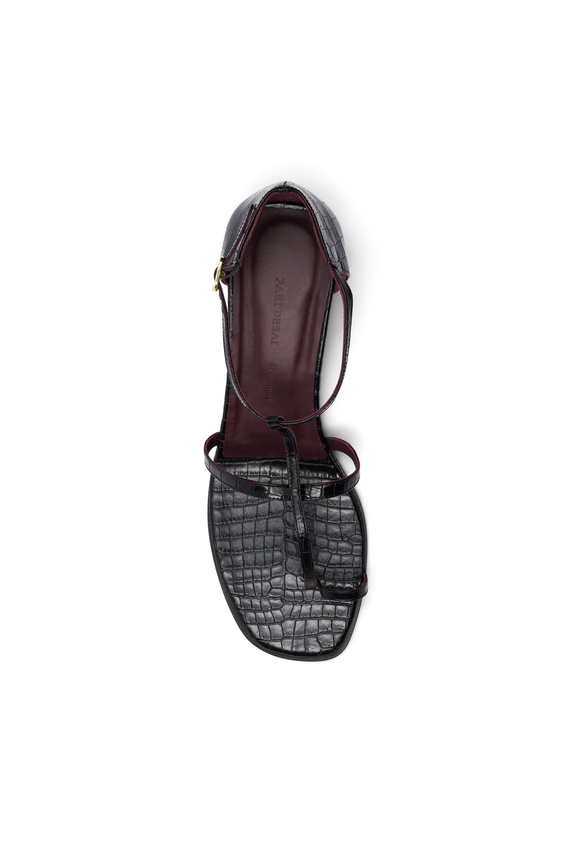Devi Sandal Black Croc