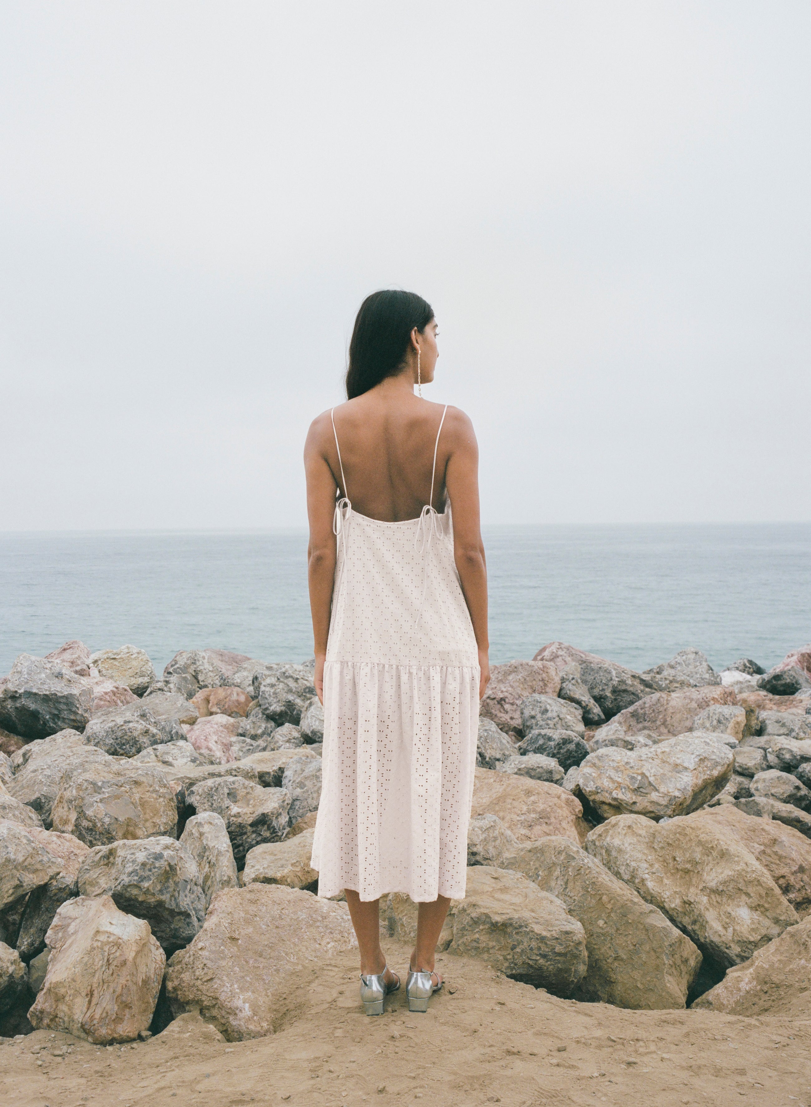 Emman Geo Eyelet Drop Waist Dress