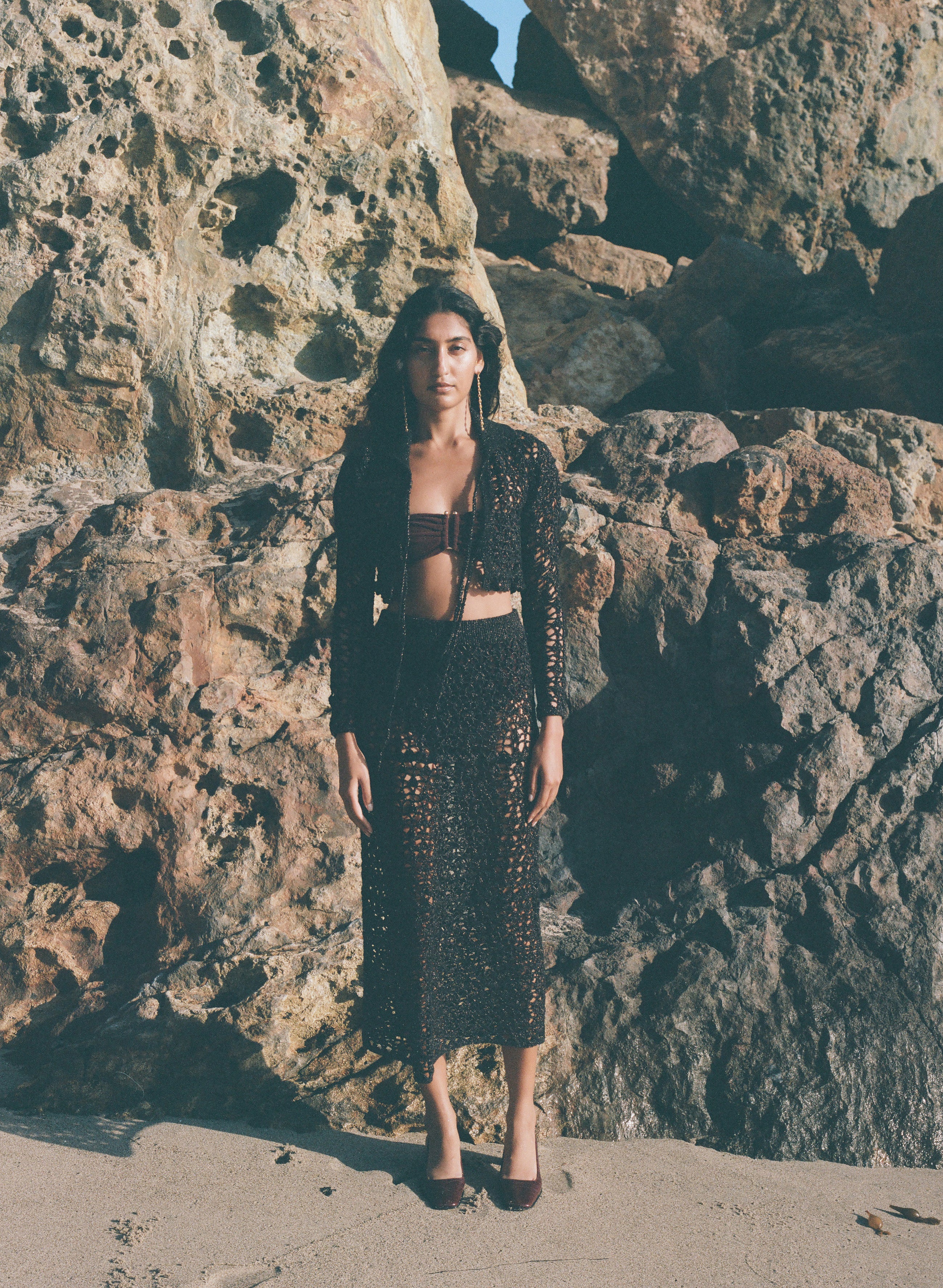 Soha Lace Crochet Midi Skirt