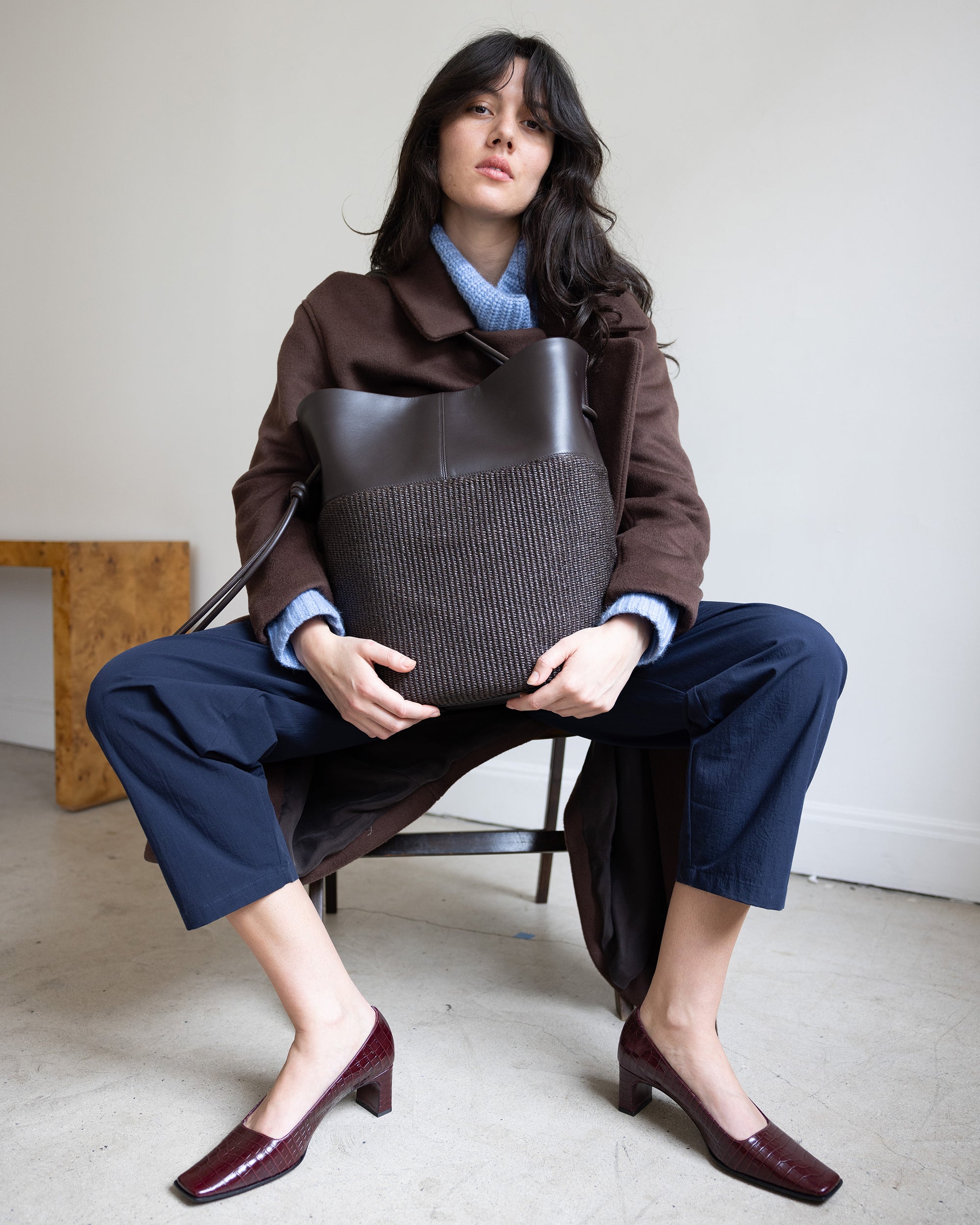 Calla Tote - Espresso Leather / Raffia