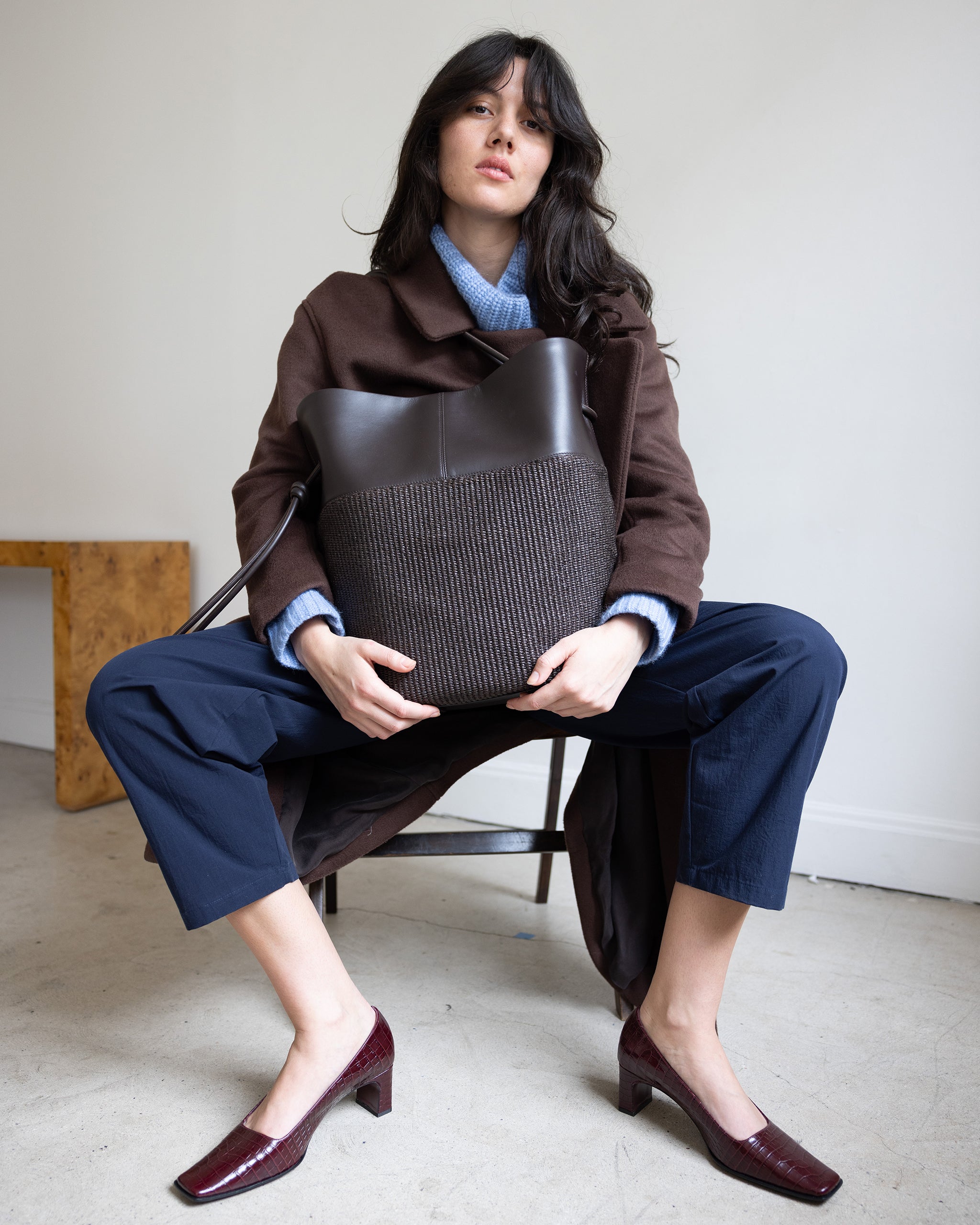 Calla Tote - Espresso Leather / Raffia