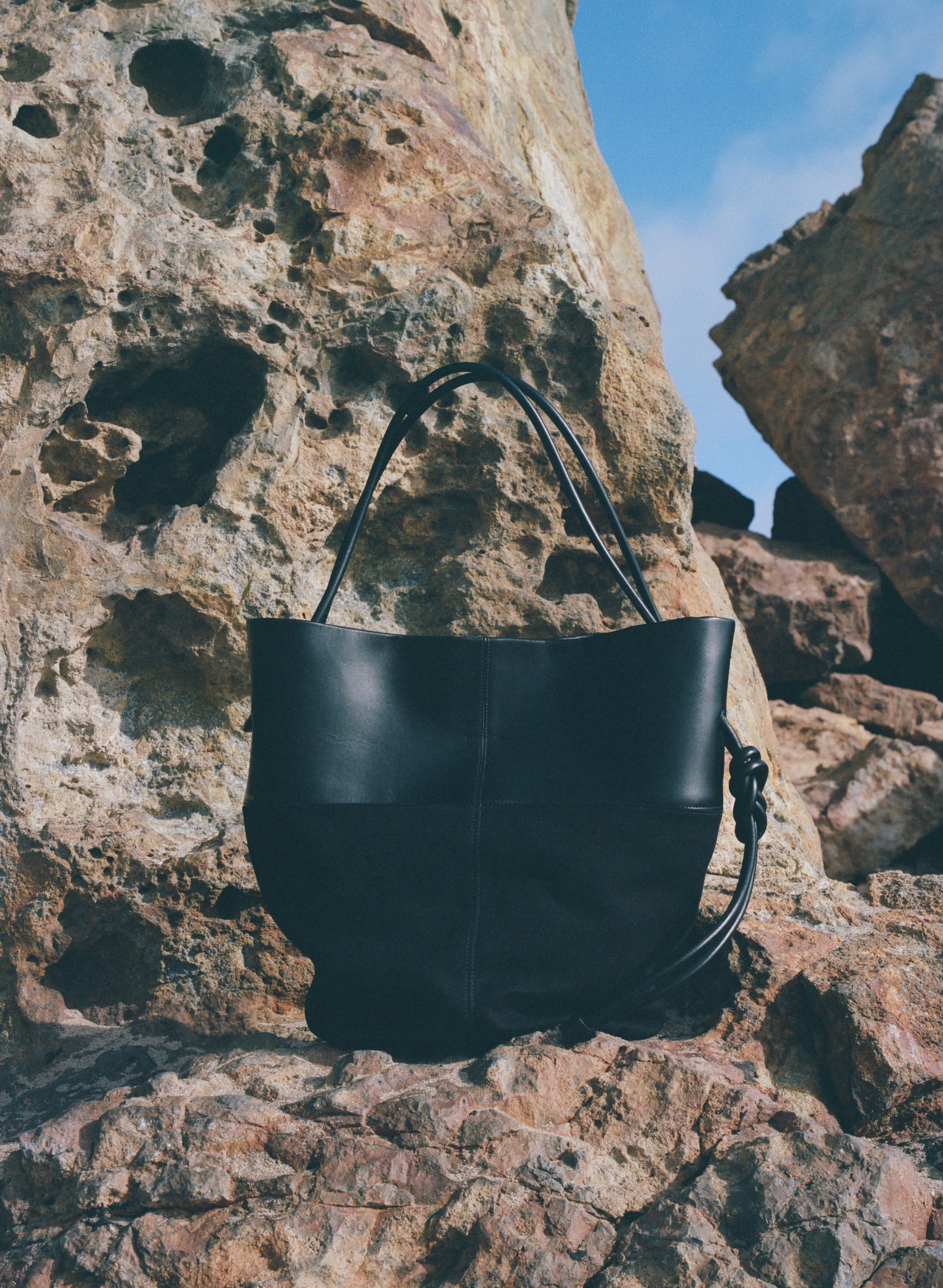 Calla Tote -  Black Leather / Canvas