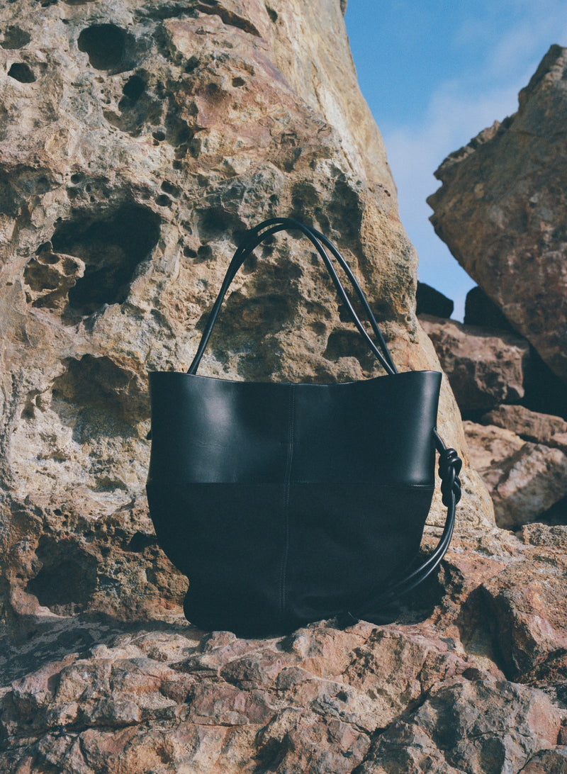 Calla Tote -  Black Leather / Canvas