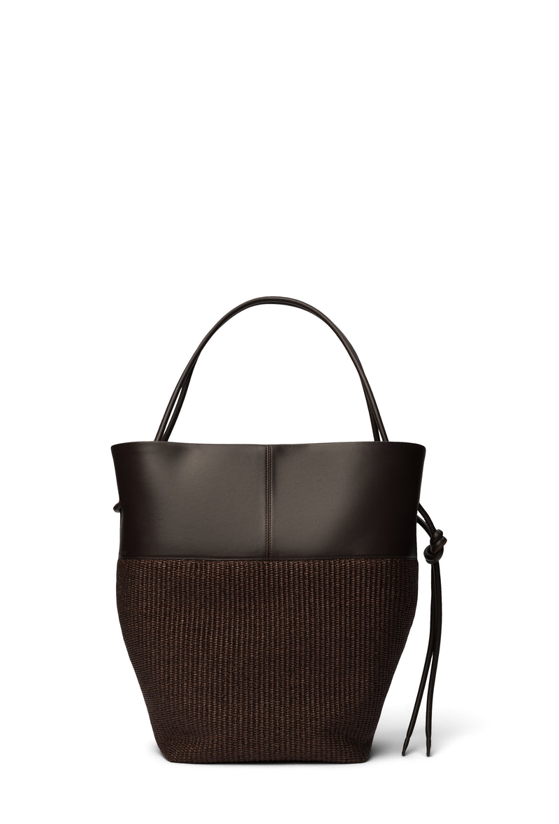 Calla Tote - Espresso Leather / Raffia