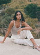 Clarice Geo Cotton Eyelet Pant Parchment