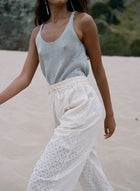 Clarice Geo Cotton Eyelet Pant Parchment
