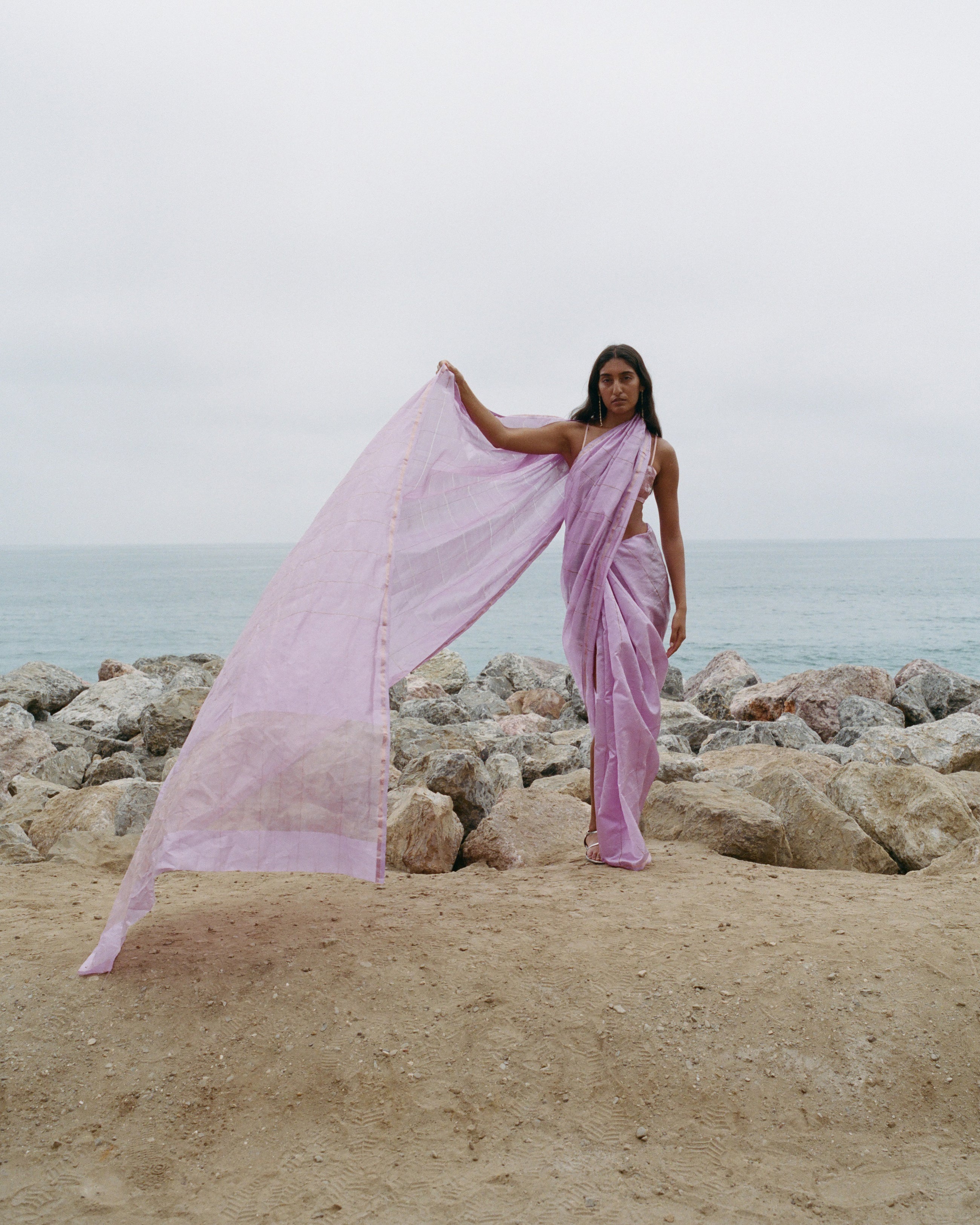 Limited Edition Uma Silk Sari Iced Lilac/Gold