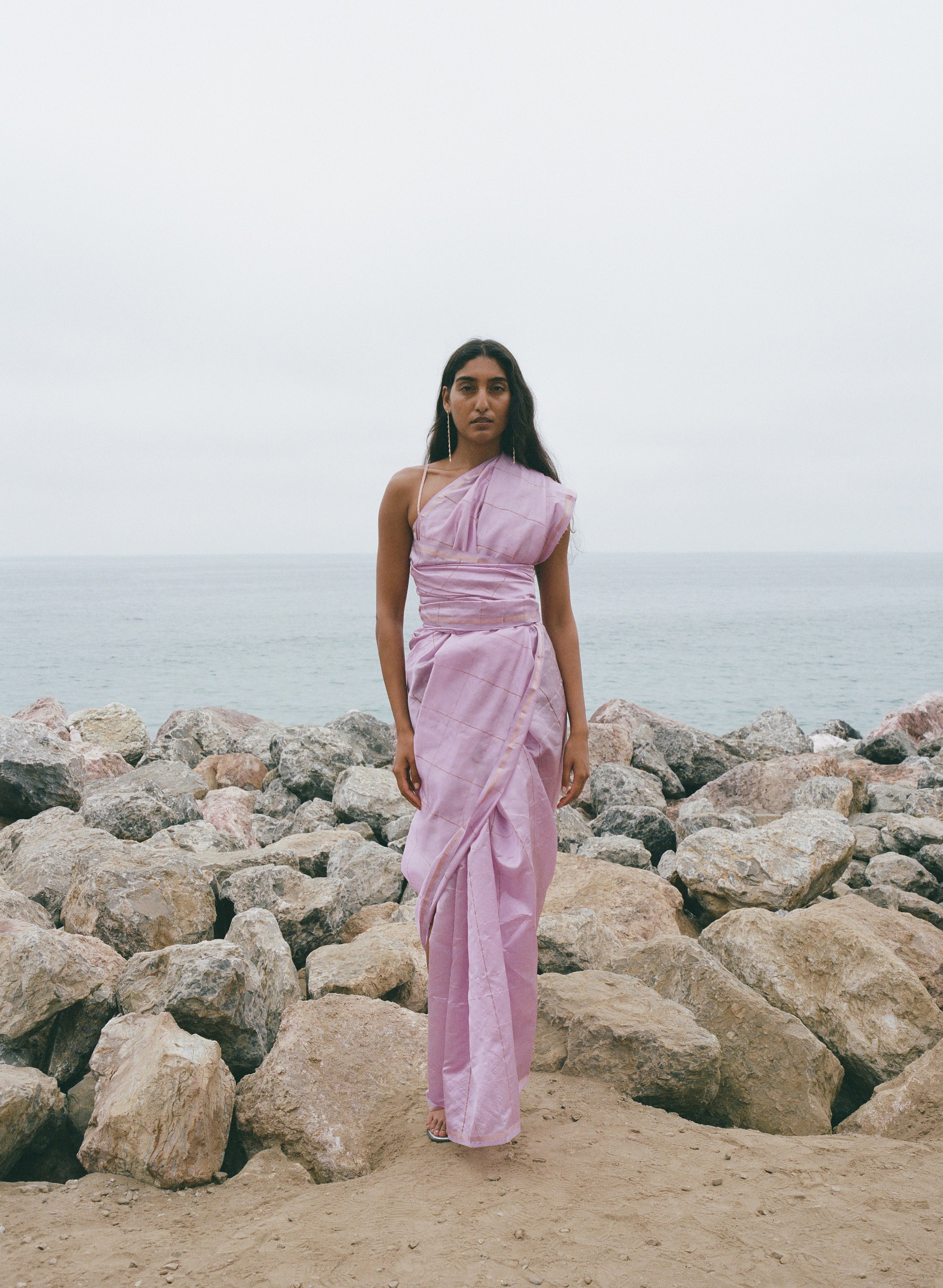 Limited Edition Uma Silk Sari Iced Lilac/Gold