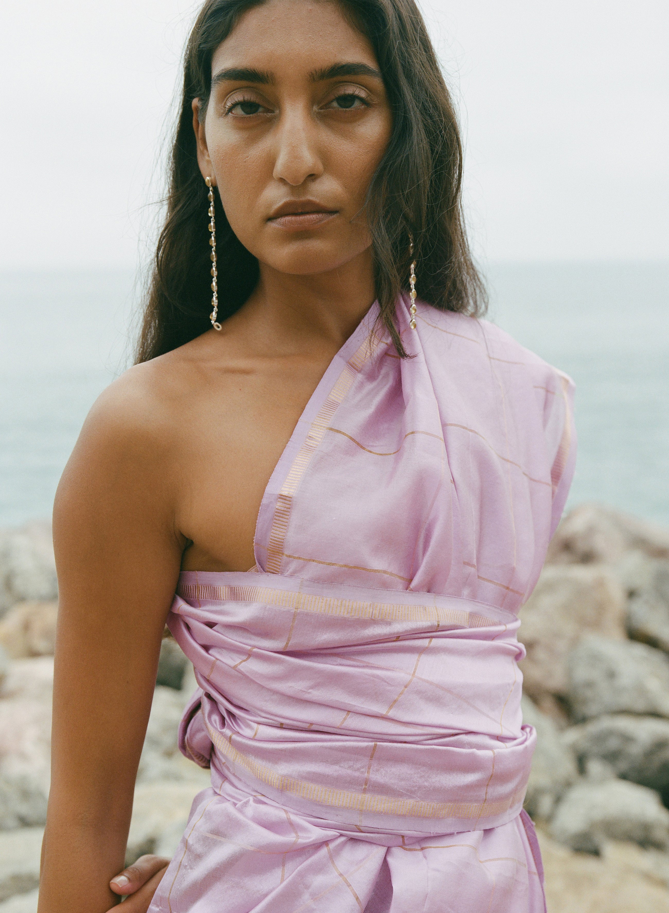 Limited Edition Uma Silk Sari Iced Lilac/Gold