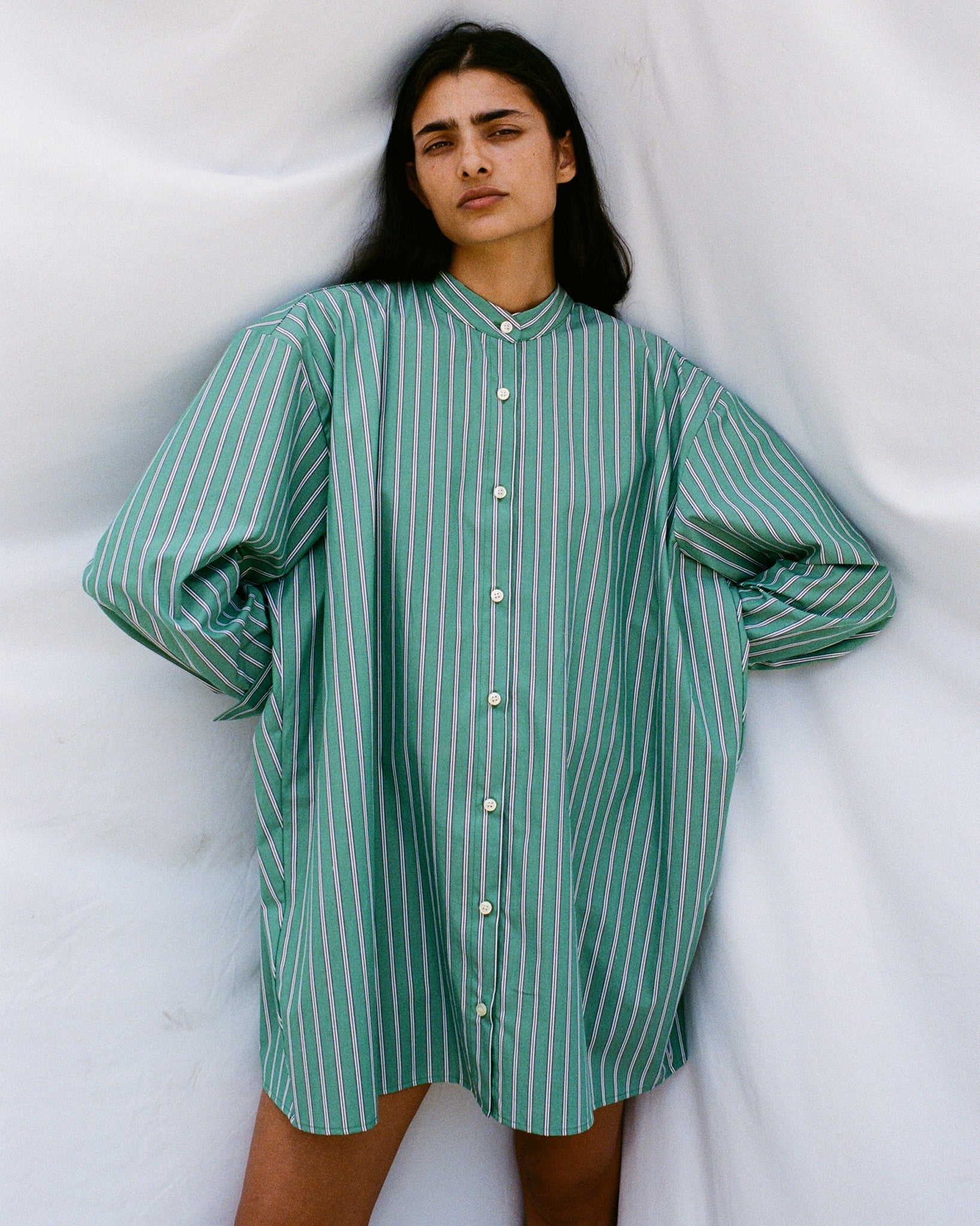 Safi Draped Back Button - Down Mini Dress