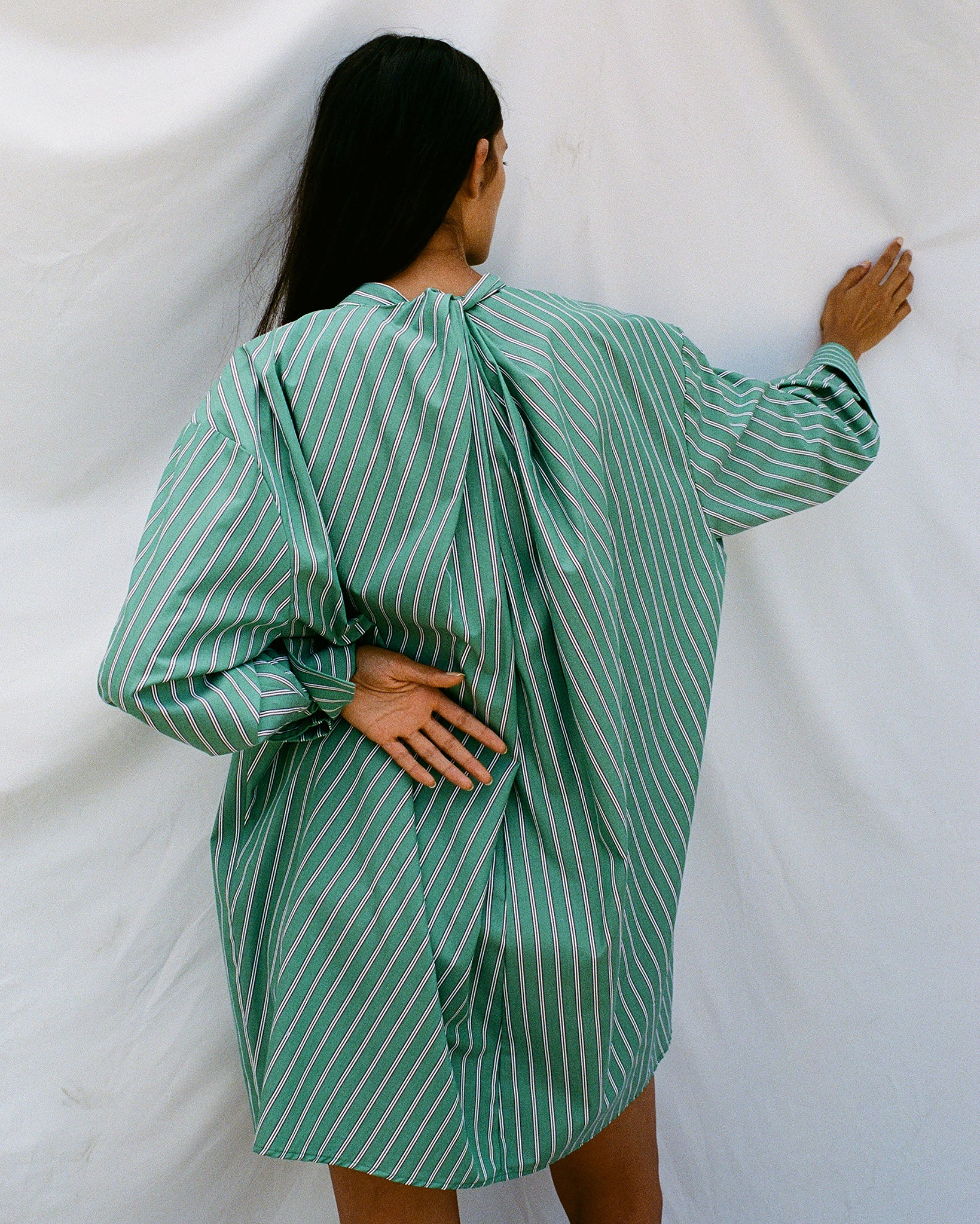 Safi Draped Back Button - Down Mini Dress