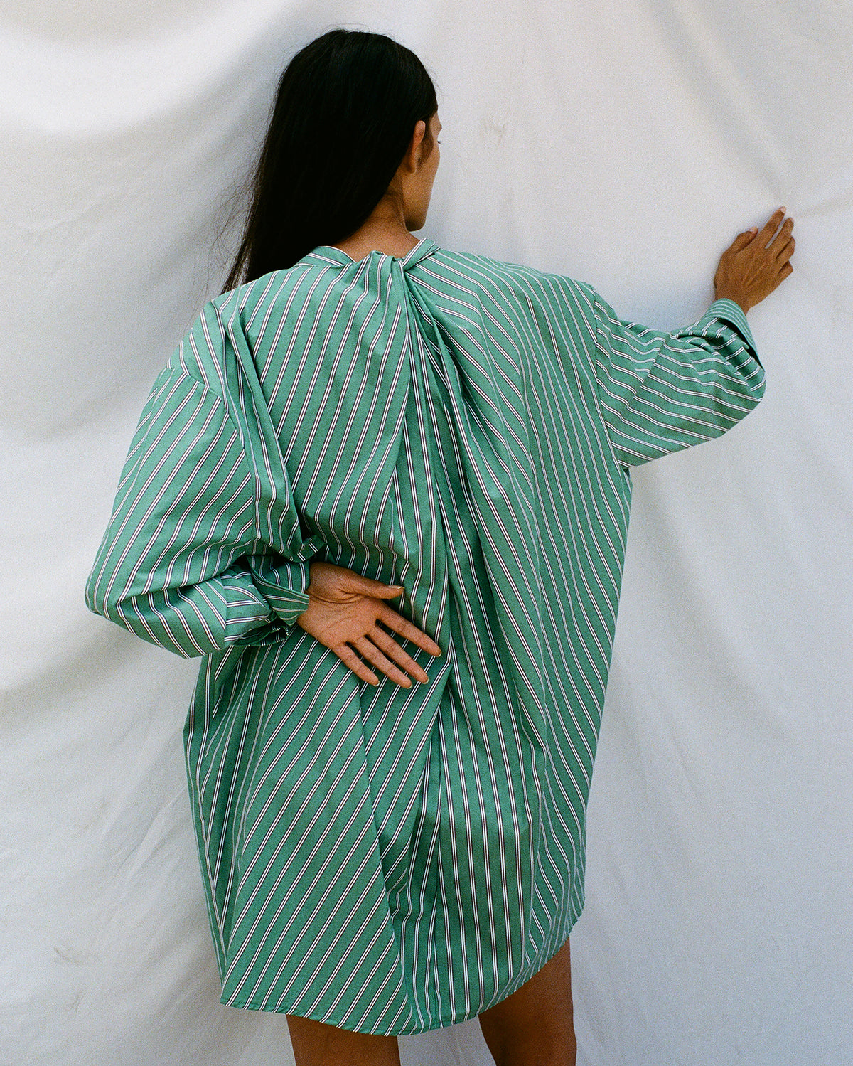 Safi Draped Back Button - Down Mini Dress