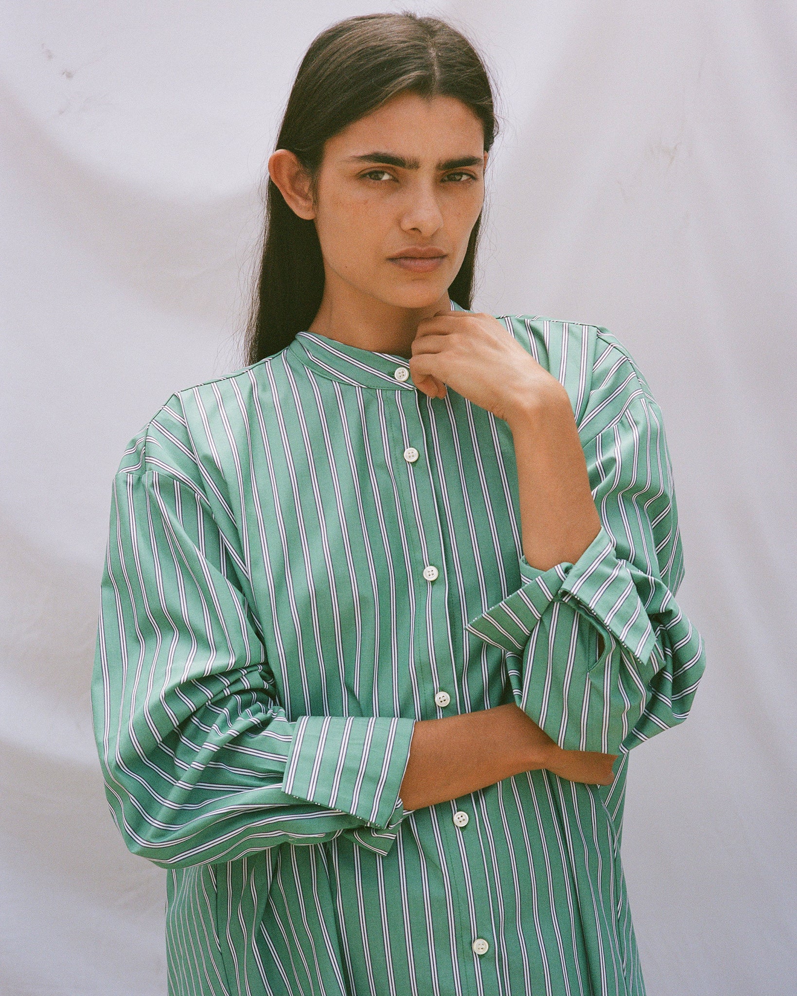 Safi Draped Back Button - Down Mini Dress